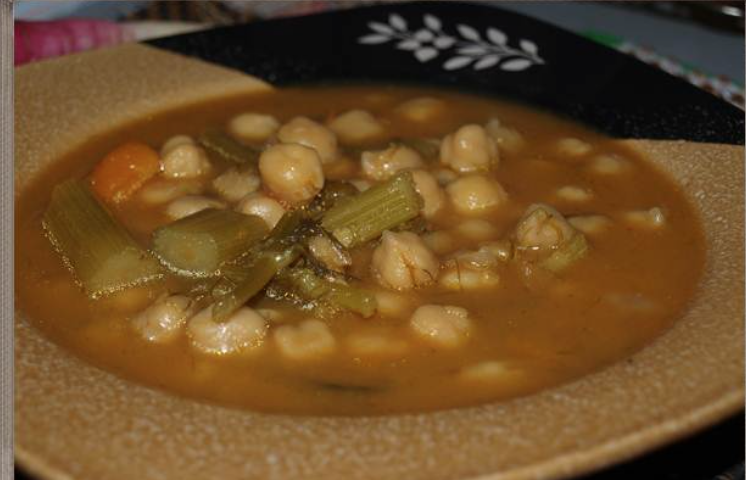 Garbanzos con soja texturizada y calabaza